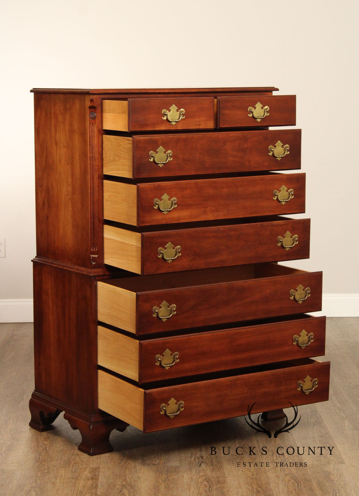 Statton Chippendale Style Solid Cherry Tall Chest