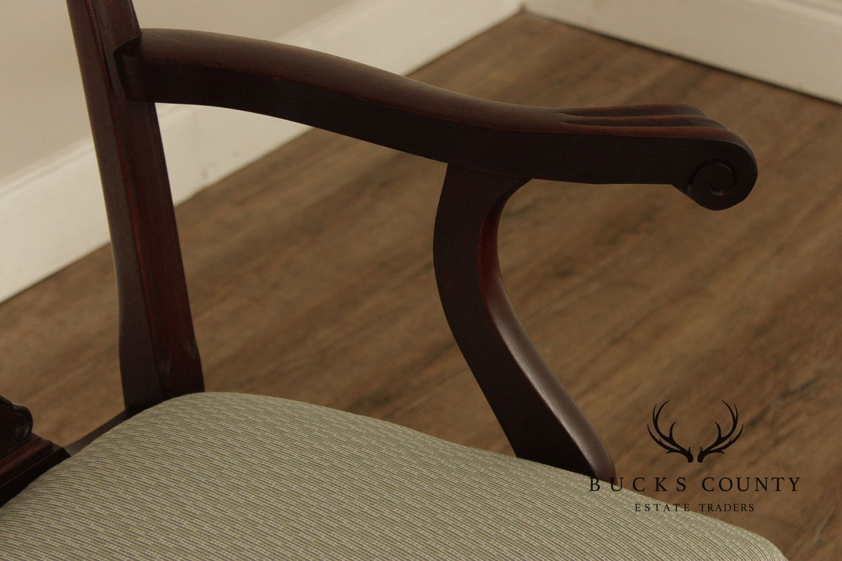 Antique Chippendale Style Set of Six Carved Mahogany Dining Chairs