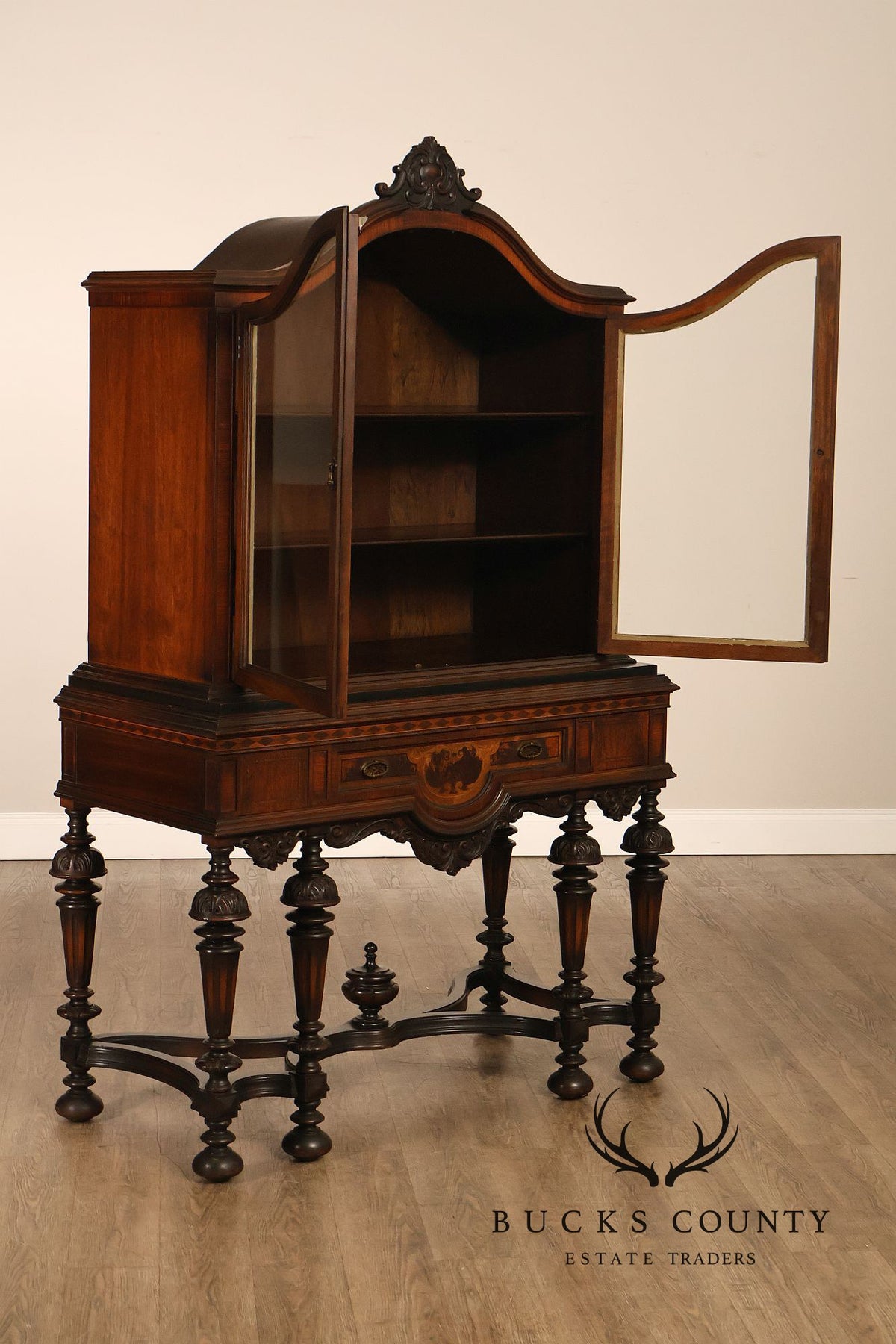 Rockford Republic Furniture Company 1920's Walnut China Display Cabinet