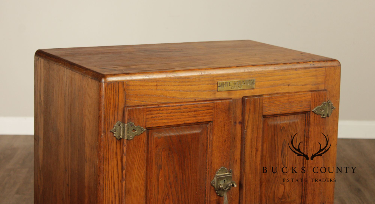 White Mountain Antique Oak Ice Box Refrigerator Cabinet