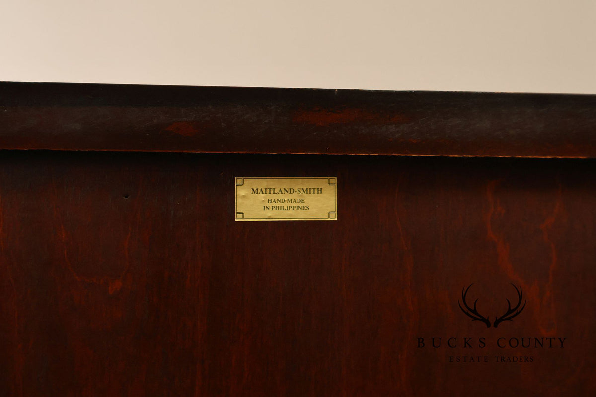 Maitland-Smith Pair Of Mahogany Three Drawer Chest Nightstands