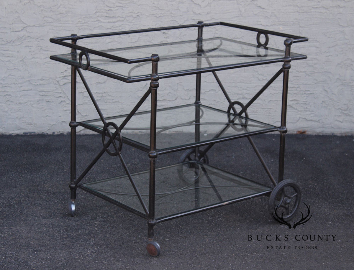 Woodard Delphi Three-Tier Patio Serving Bar Cart