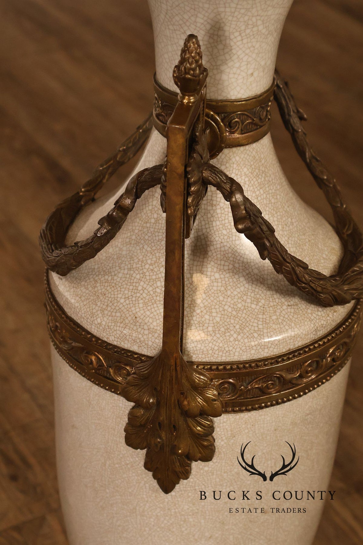 Neoclassical Style Crackle Glazed Porcelain Urn
