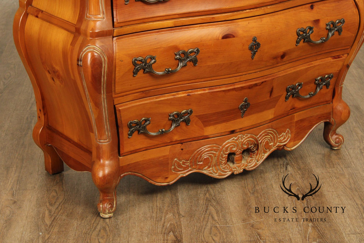 French Country Style Marble Top Pine Commode