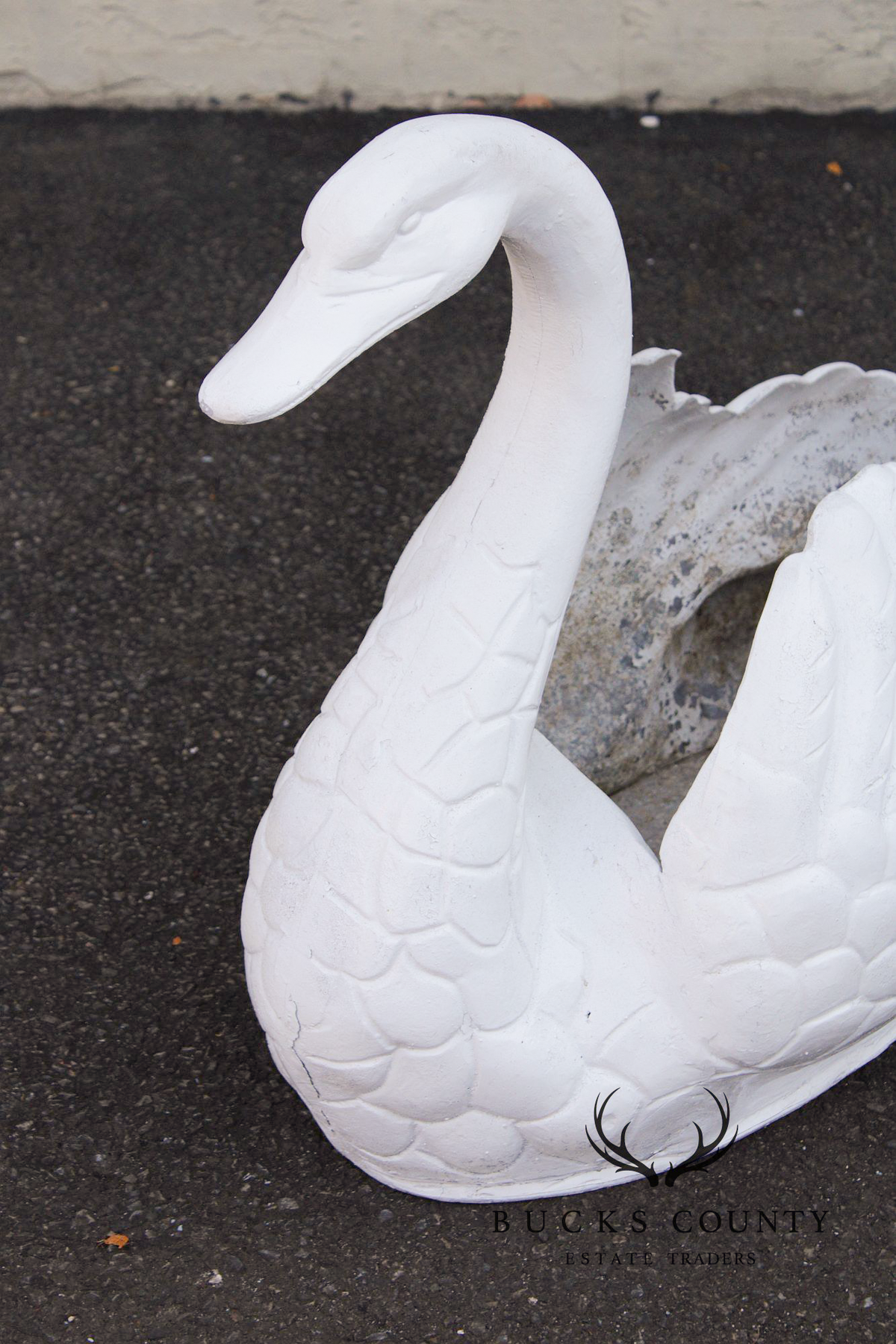 Vintage Cast Metal Swan Garden Planter