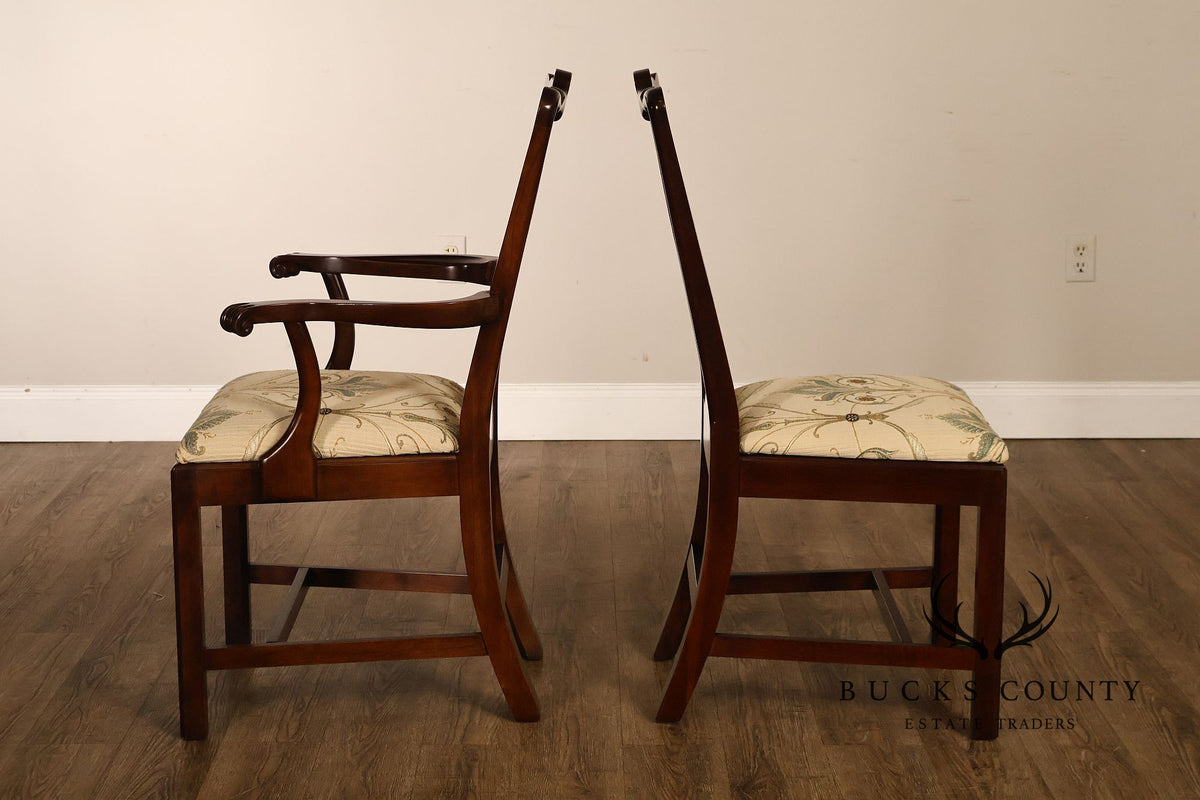 Statton Chippendale Style Set of Six Cherry Dining Chairs