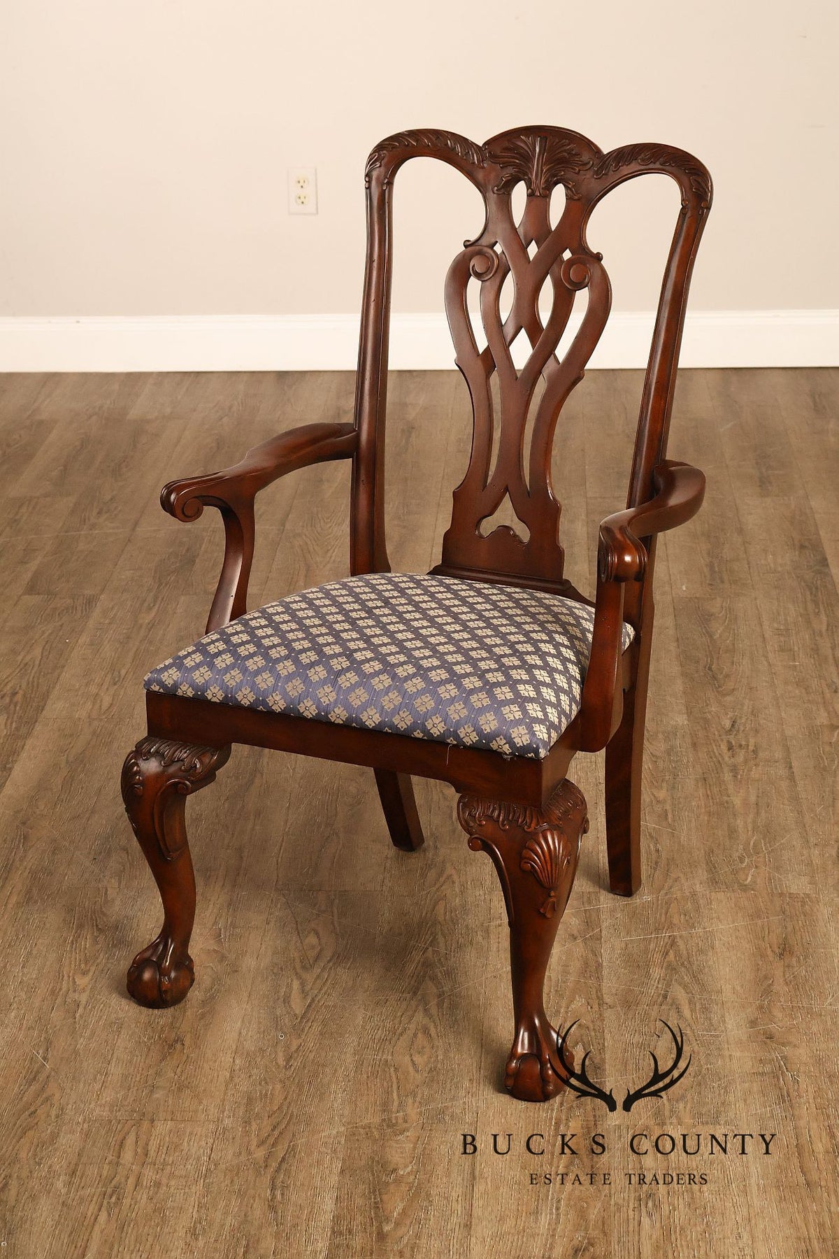 Maitland Smith Chippendale Style Pair Of Mahogany Armchairs