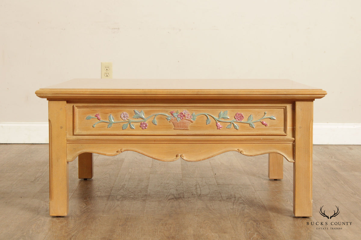 The Guild Hall French Country Style Carved and Painted Coffee Table