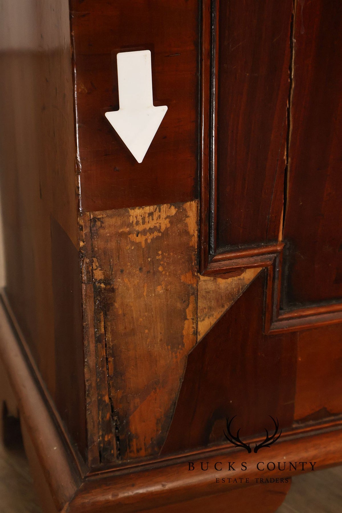 Antique Mahogany Tall Case Grandfather Clock With Painted Dial By Dundee