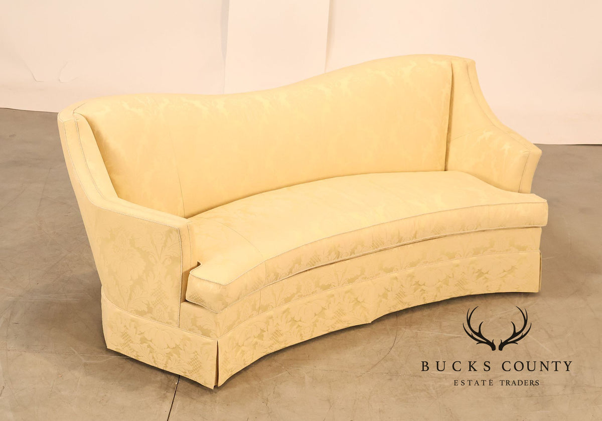 Councill Custom Damask Upholstered Curved Back Sofa