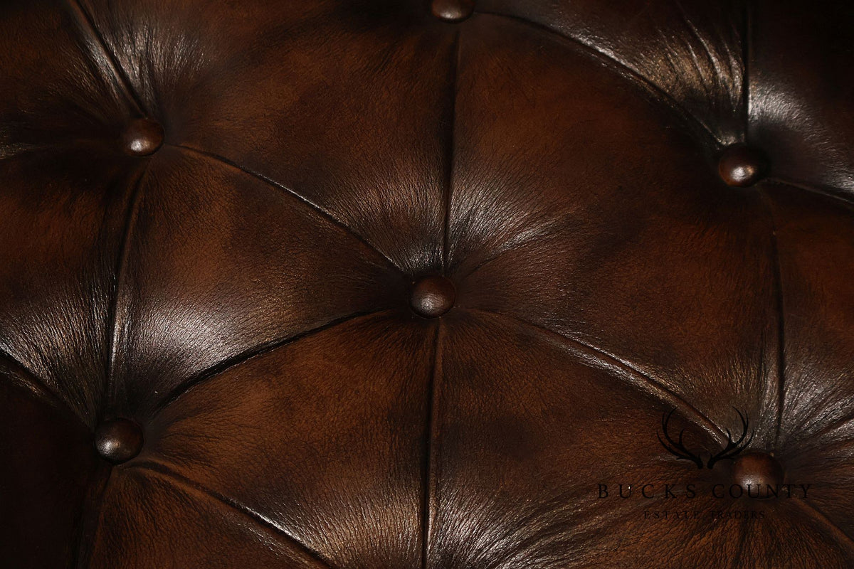 Chesterfield Style Dark Brown Tufted Leather Club Chair