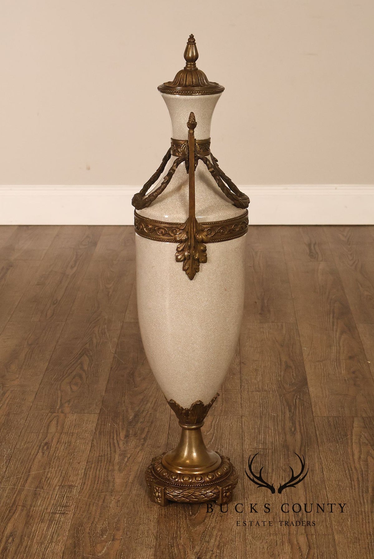 Neoclassical Style Crackle Glazed Porcelain Urn