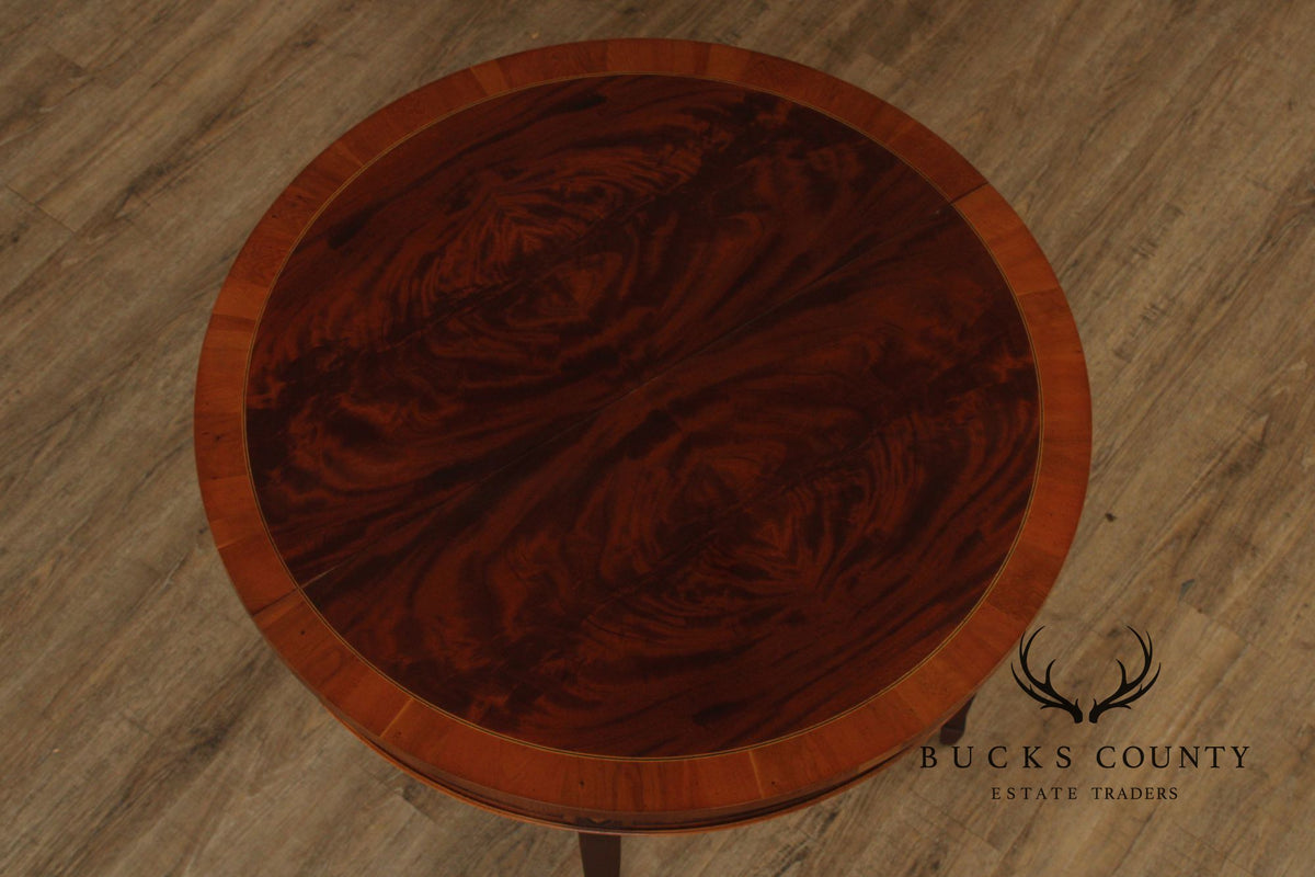 Hekman Federal Style Mahogany And Yew Wood Demilune Game Table