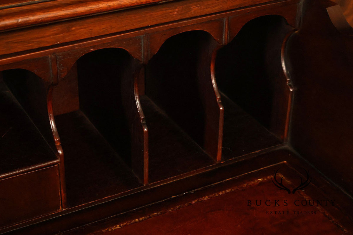 Georgian Style Mahogany Breakfront China Cabinet With Secretary Desk