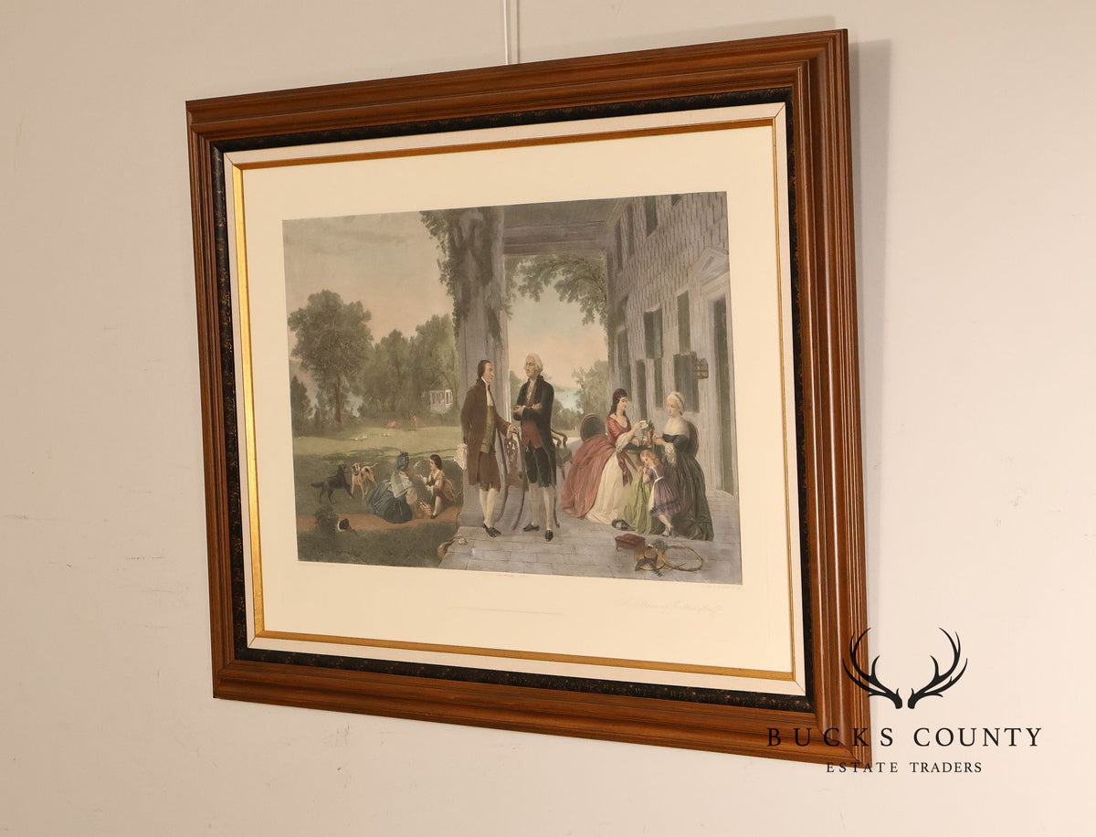 The Home Of George Washington Colored Engraving After Thomas Oldham Barlow