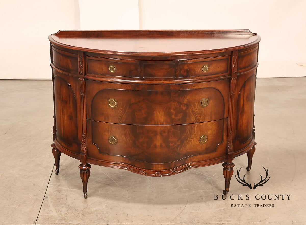 Vintage French Regency Style Mahogany Bow Front Sideboard Buffet