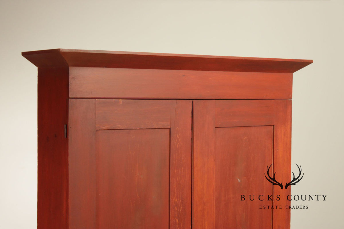 Antique American Farmhouse Painted Softwood Cupboard