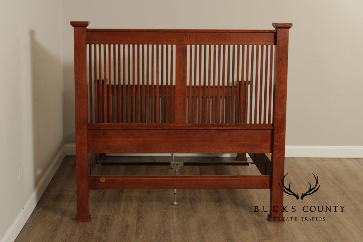 Stickley Mission Collection Queen Size Oak Prairie Spindle Bed