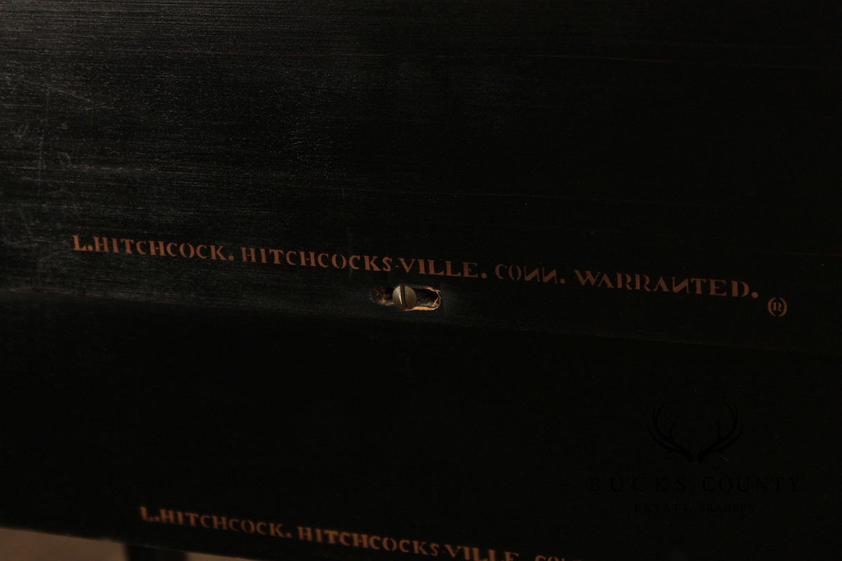 L. Hitchcock Black And Gold Stenciled Vanity Desk And Stool