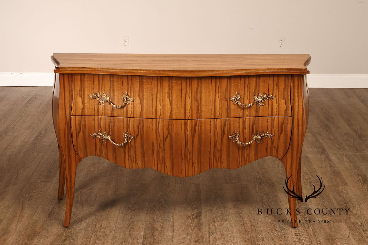 Theodore Alexander French Louis XV Style Two Drawer Bombe Commode