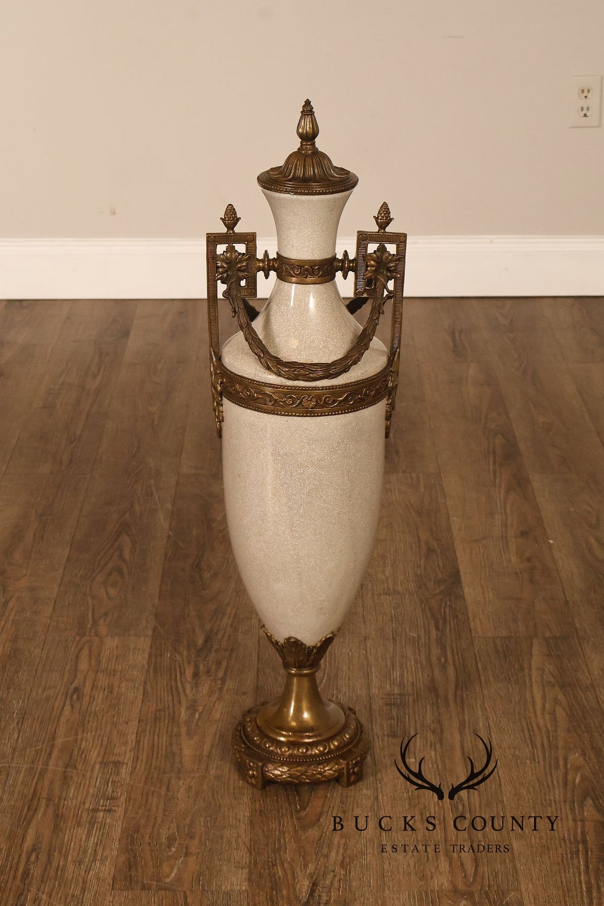 Neoclassical Style Crackle Glazed Porcelain Urn