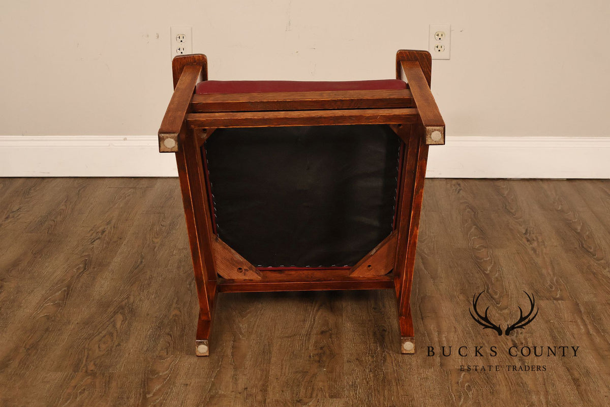 Mission Arts & Crafts Quarter Sawn Oak Armchair With Leather Upholstered Seat