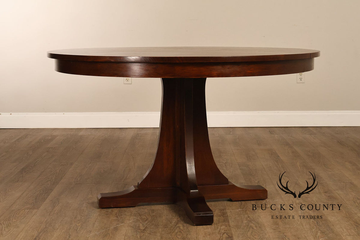 Stickley Mission Collection Round Oak Expandable Dining Table