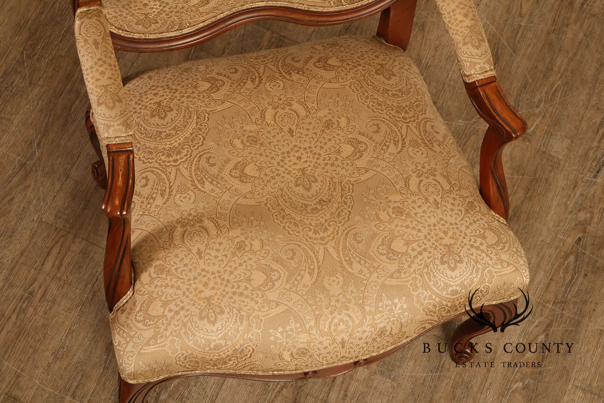 Ethan Allen French Louis XV Style Pair of Fauteuil Armchairs