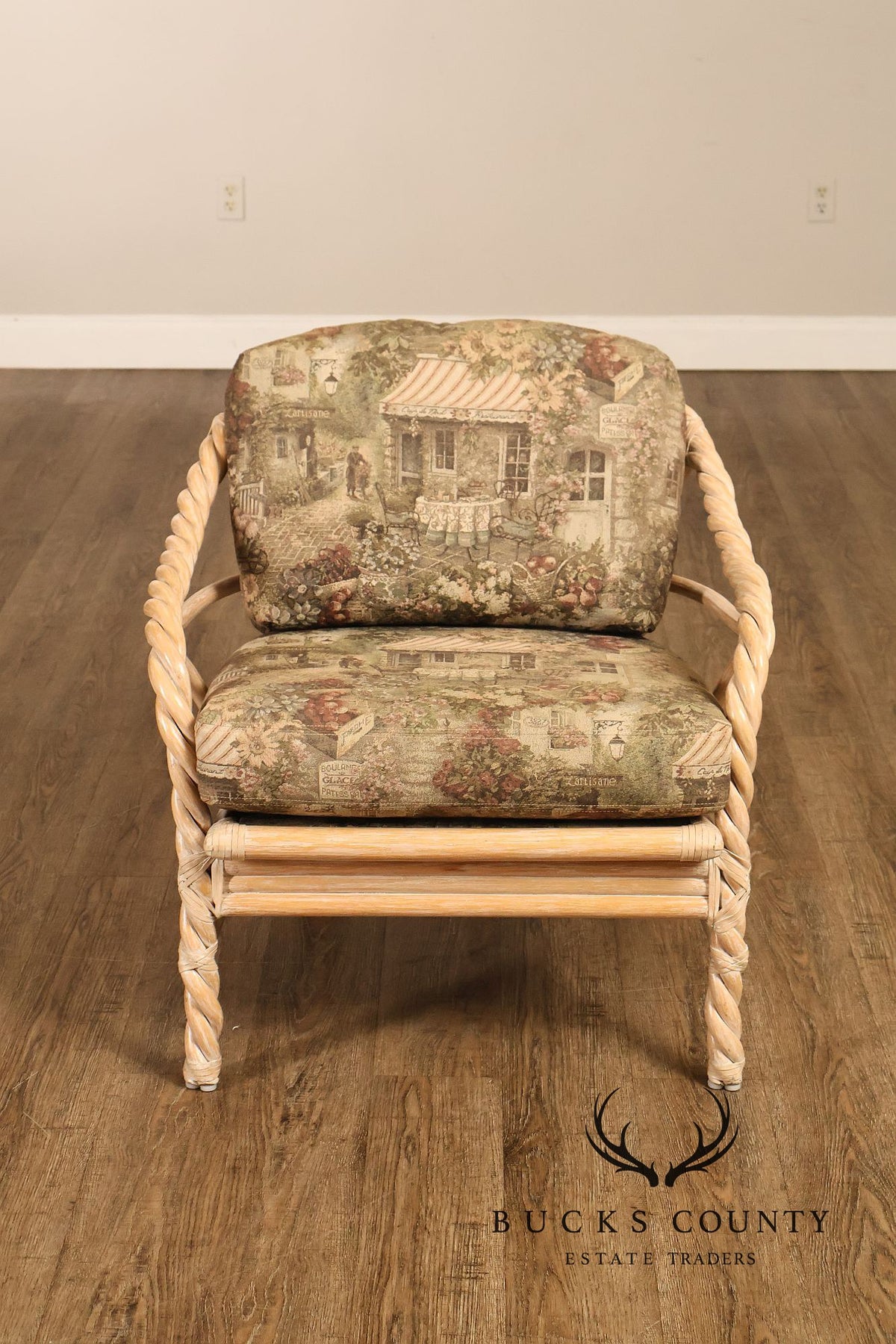 Vintage McGuire Pair of Twisted Rattan Lounge Chairs