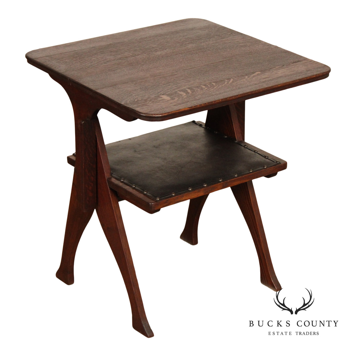 English Arts And Crafts Oak and Leather Metamorphic Armchair Game Table