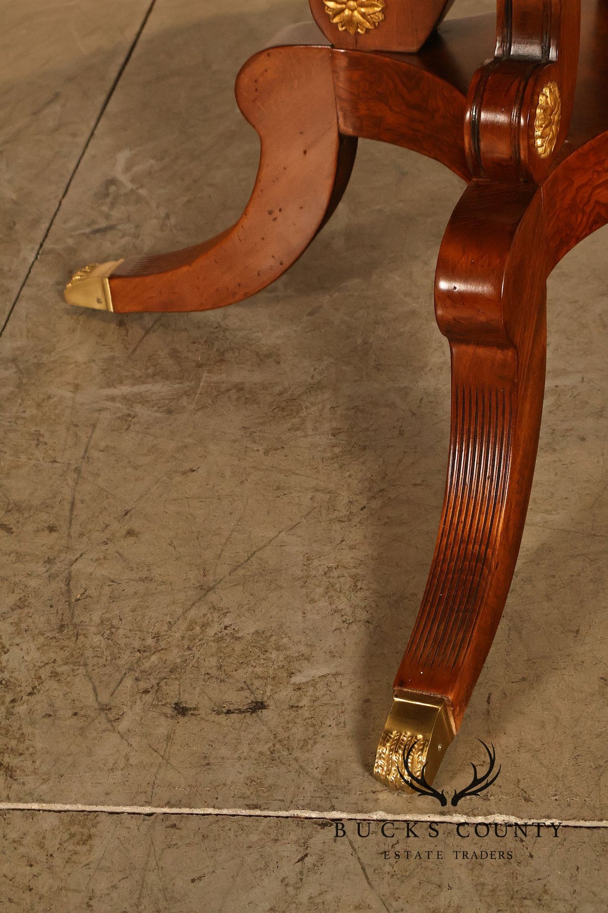 Francesco Molon Italian Neoclassical Style 60" Round Inlaid Burl Wood Dining Table