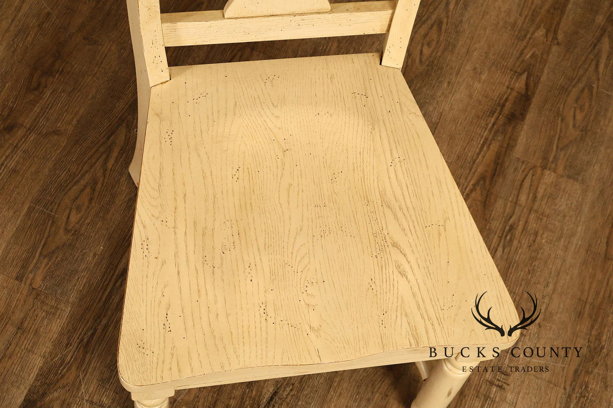 French Country Style Set Of Four Painted Oak Dining Chairs