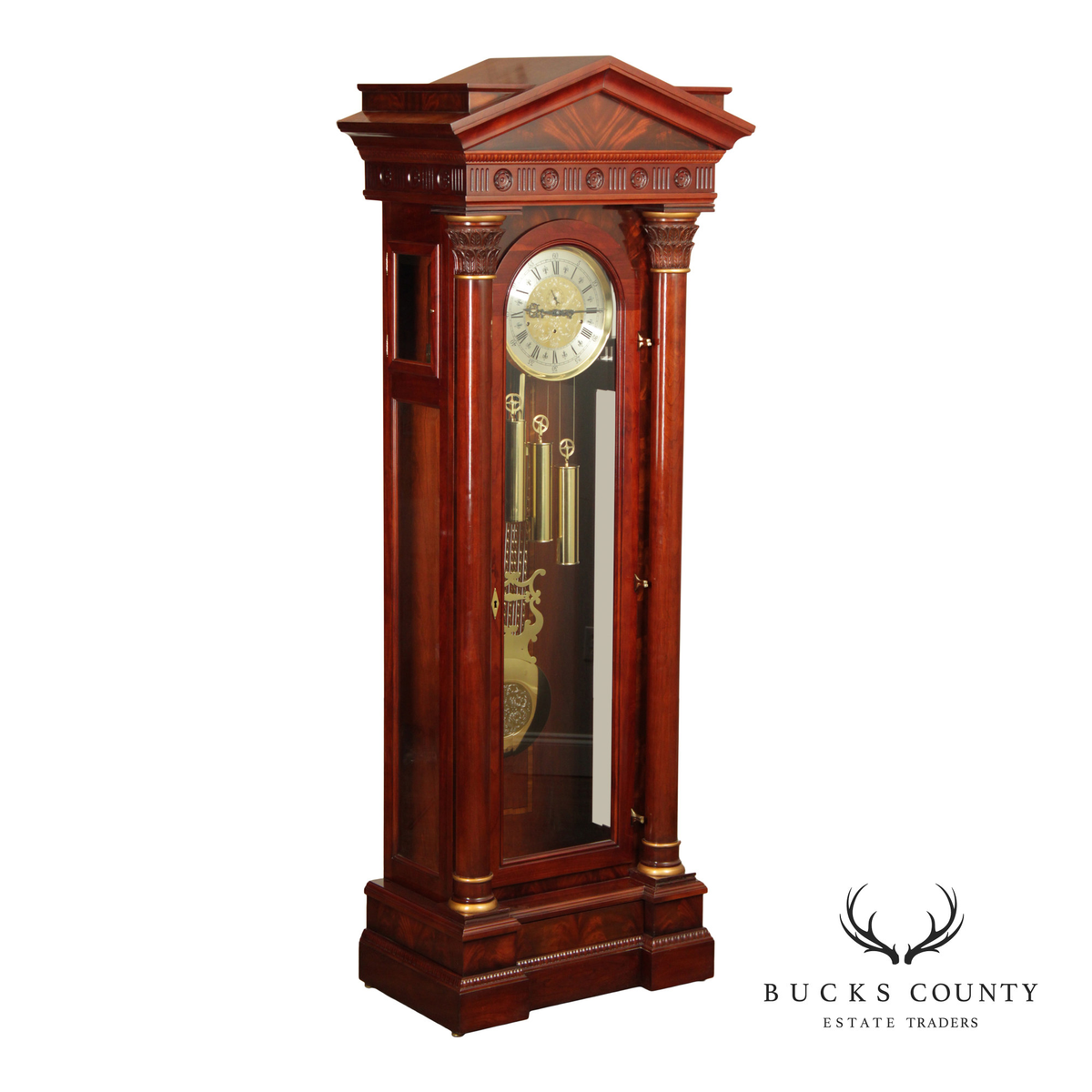 Sligh Mahogany Millennium Limited Edition Grandfather Clock With Corinthian Columns
