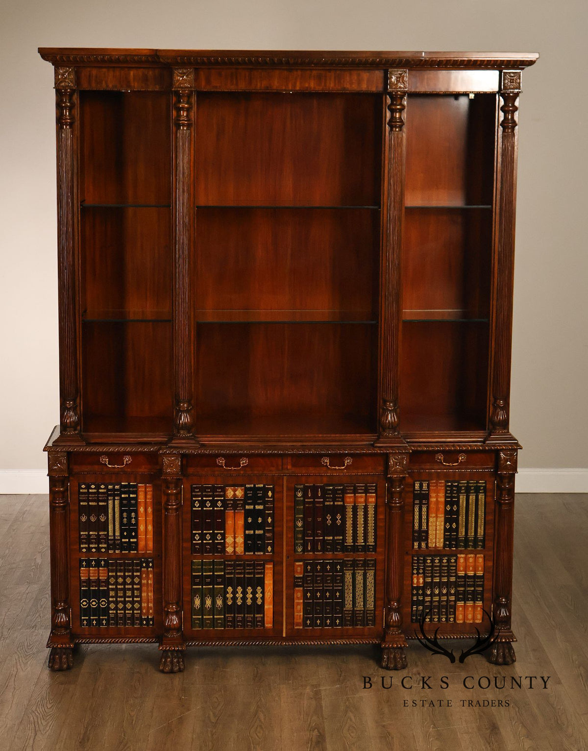 Maitland Smith Regency Style Mahogany Display Bookcase