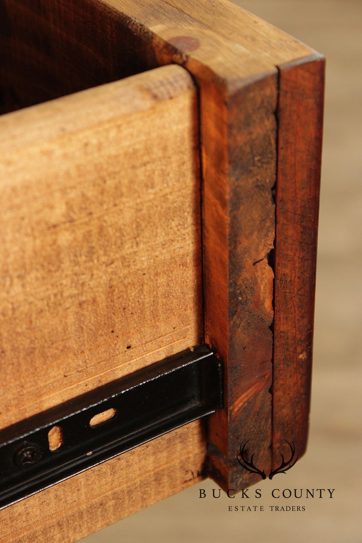 Rustic Spanish Colonial Style Pine Iron Mounted Sideboard Hutch