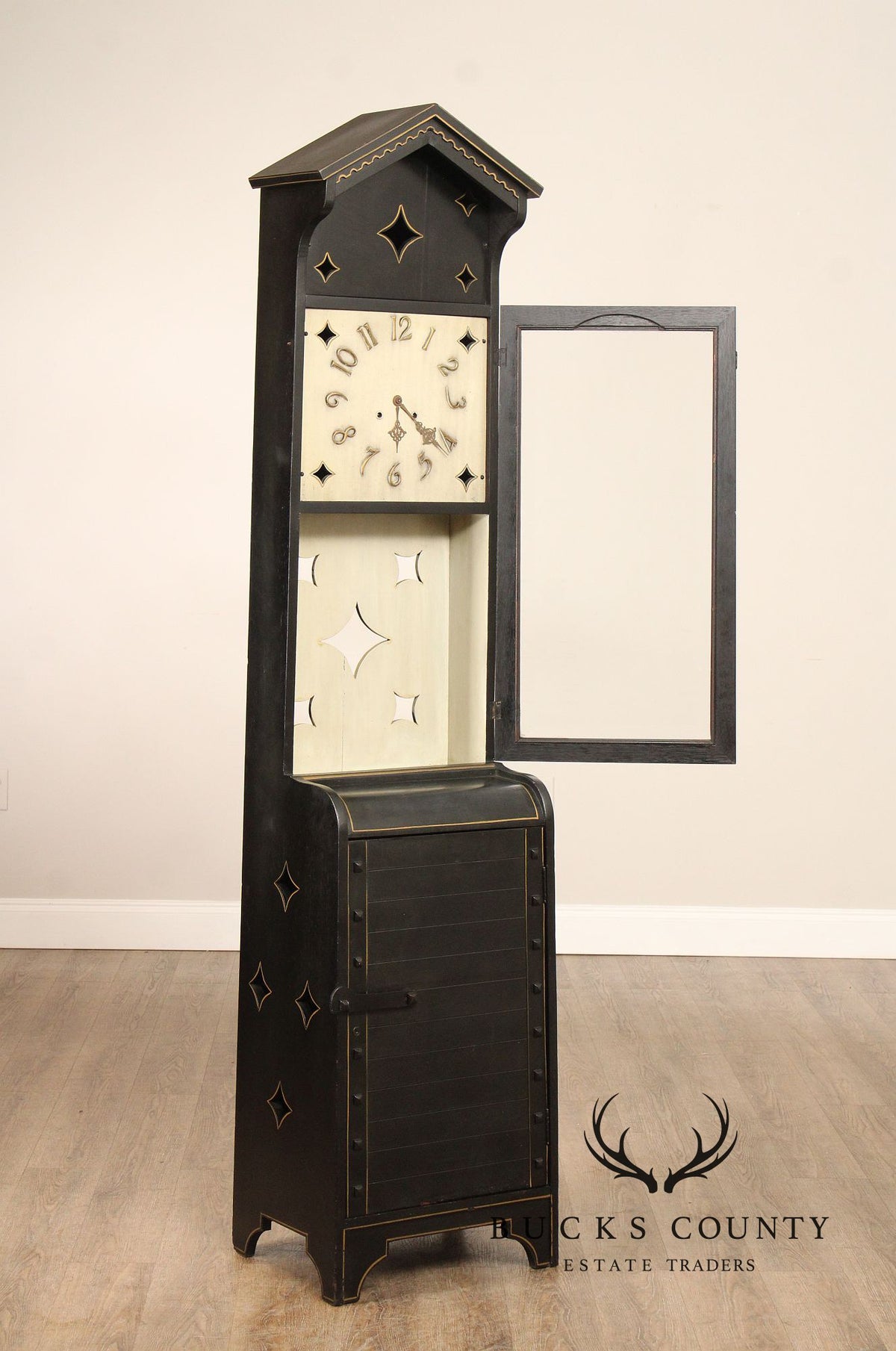 Shop Of The Crafters Antique Oak Ebonized Grandfather Clock