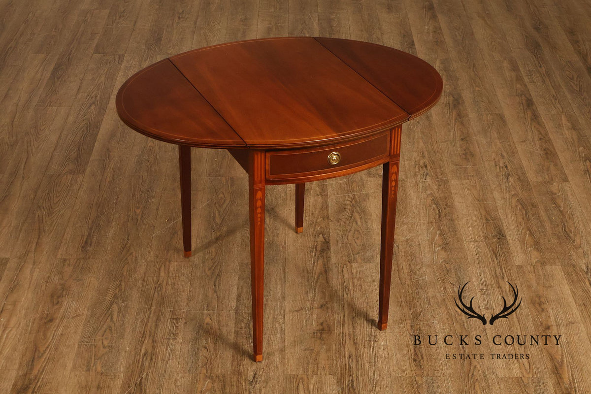 Baker Hepplewhite Style Mahogany Drop-Leaf Side Table