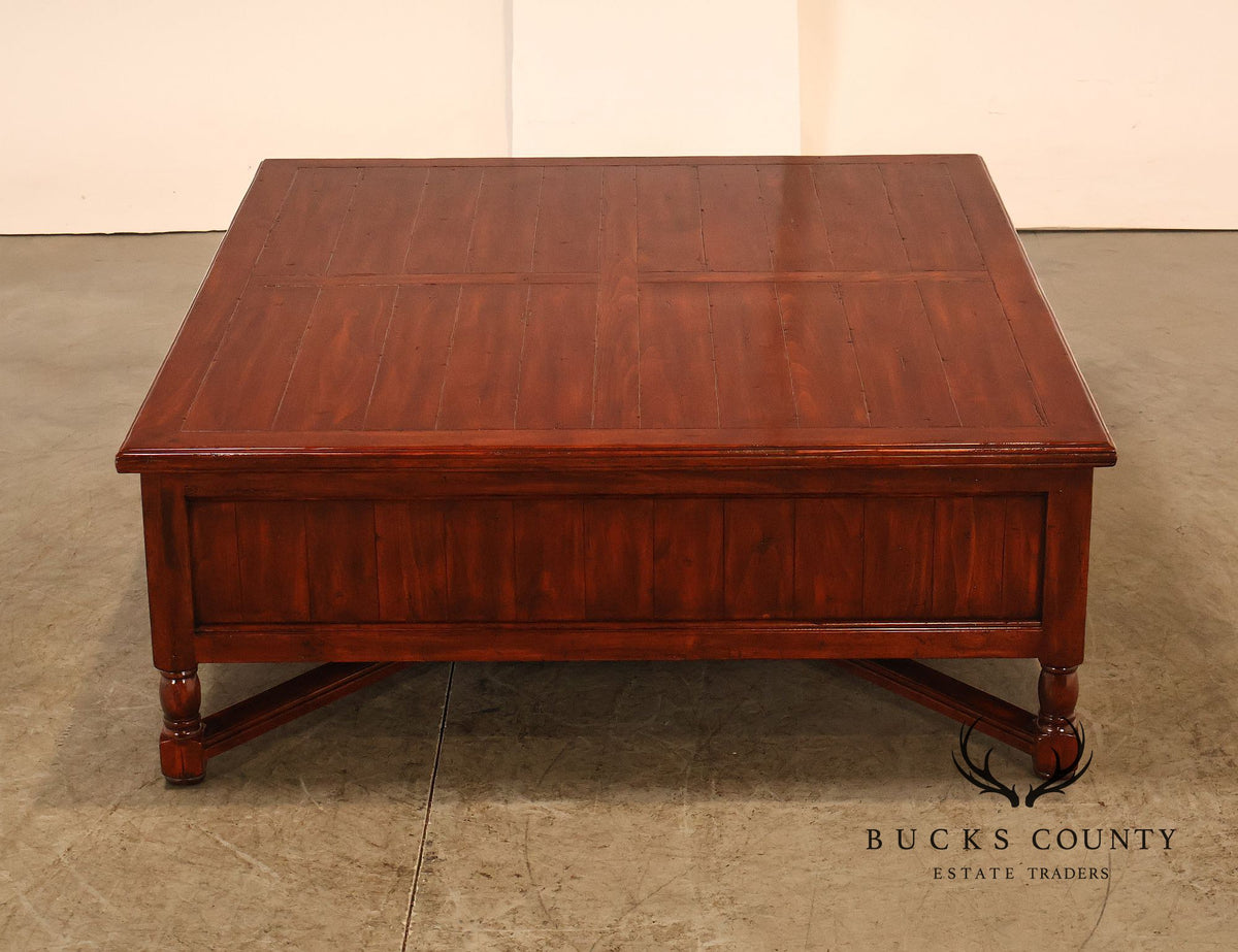 Bausman & Company Rustic Wood Square Coffee Table With Four Drawers