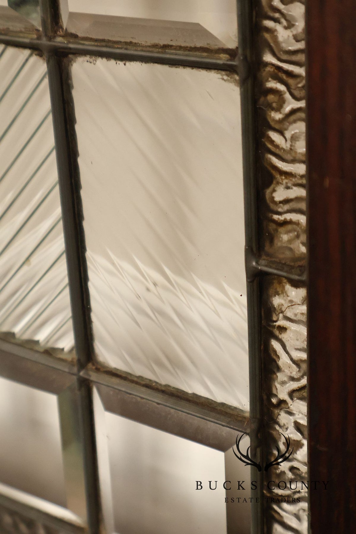 Arts & Crafts Leaded Glass and Oak Transom Window
