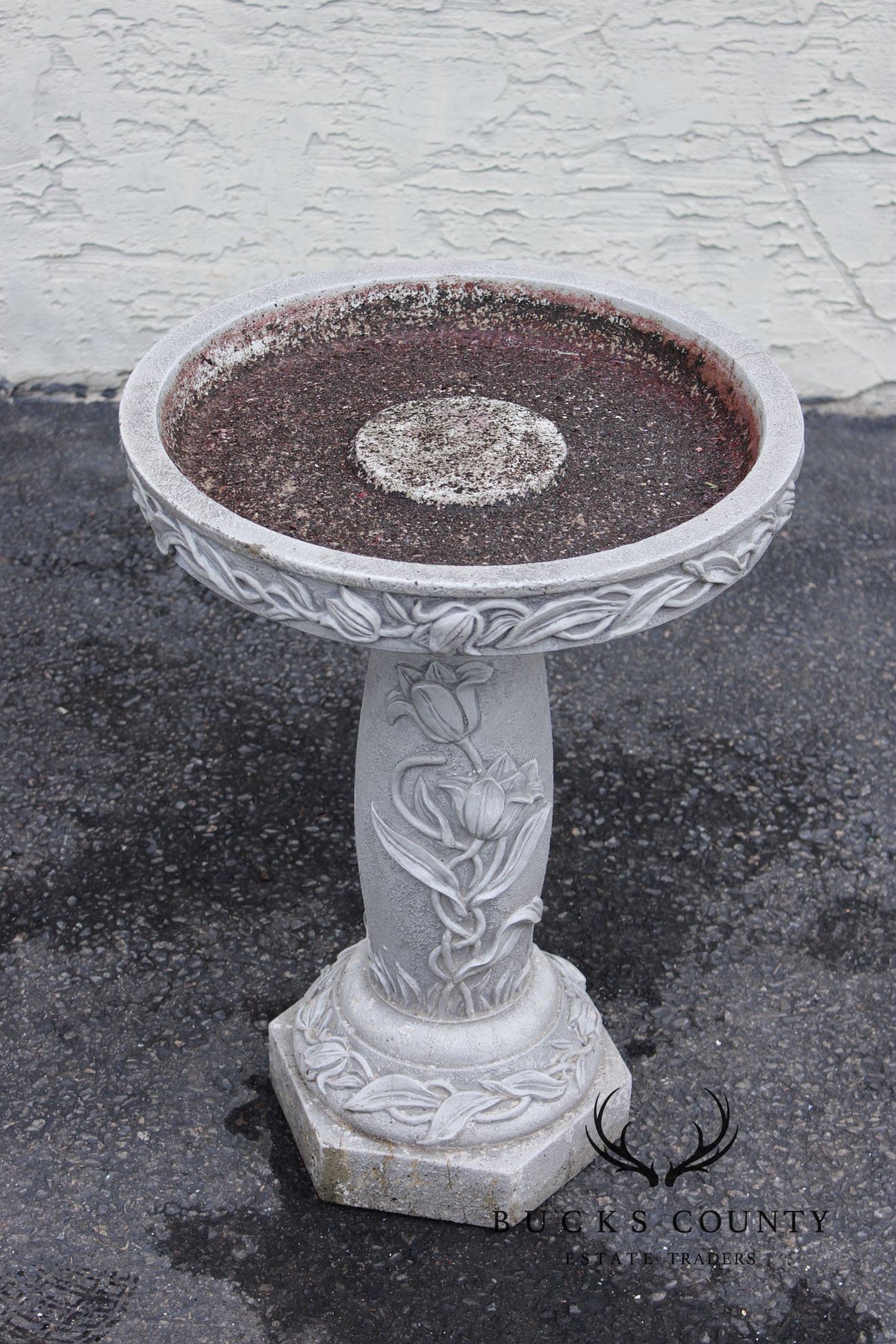 Cast Stone Floral Bird Bath