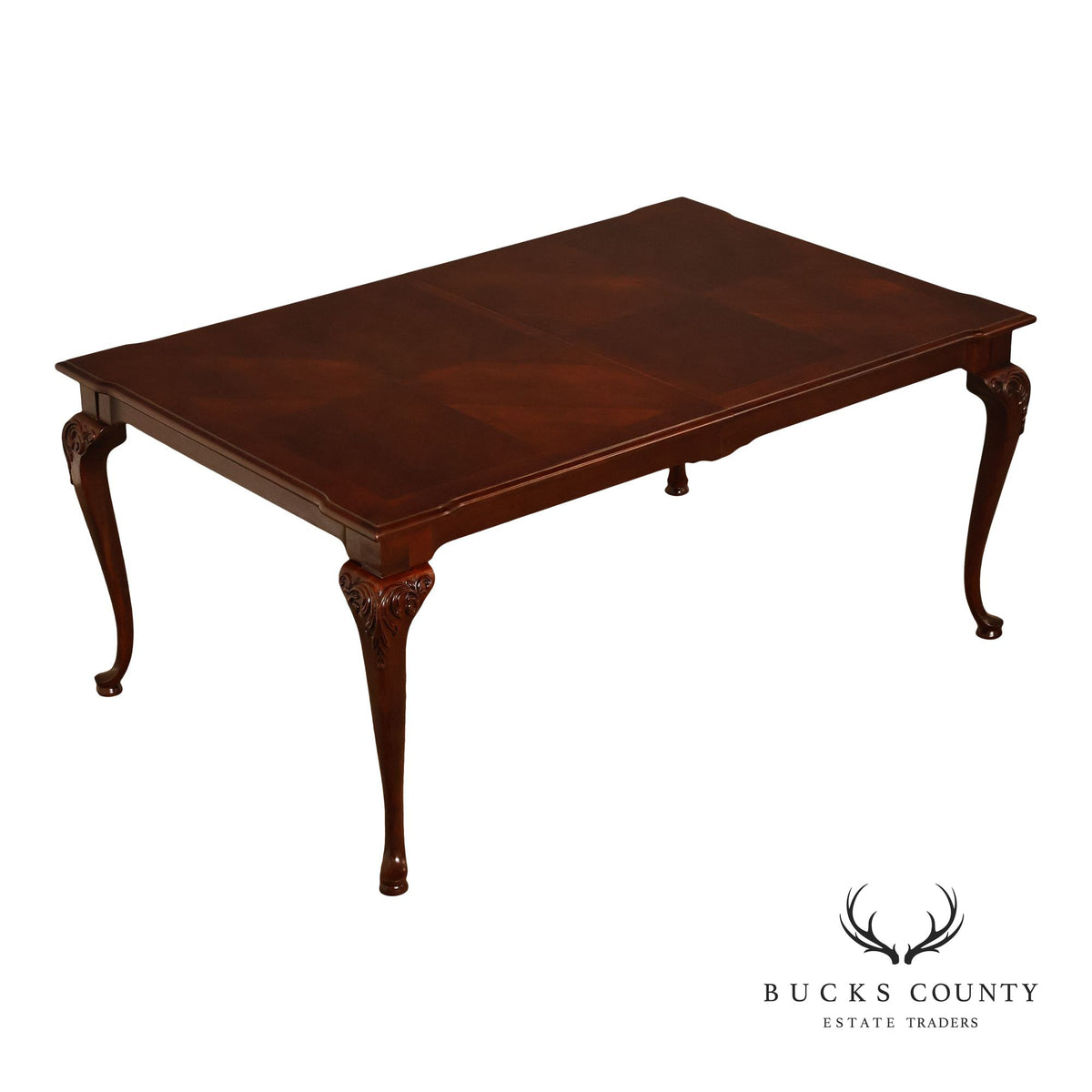 Thomasville Queen Anne Style Cherry Diamond Marquetry Extension Dining Table