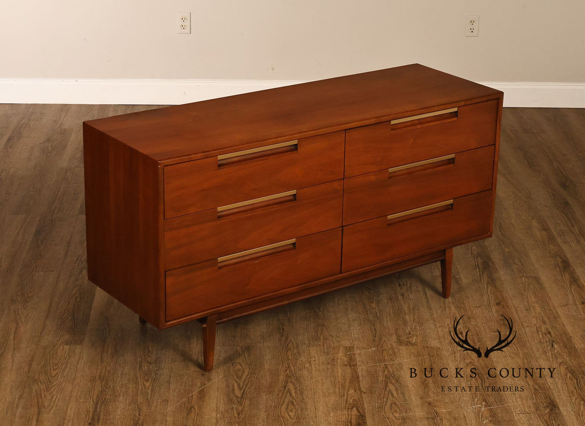 Mid Century Modern Walnut Double Dresser