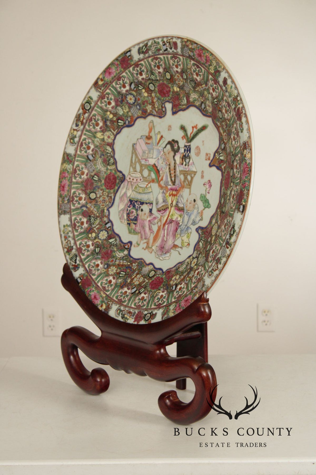 Chinese Monumental Famille Rose Porcelain Charger