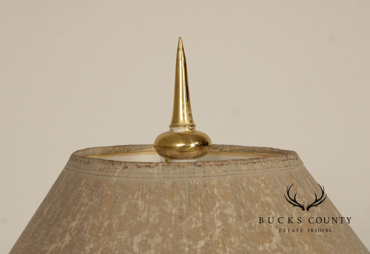 Neoclassical Style Pair of Travertine Table Lamps