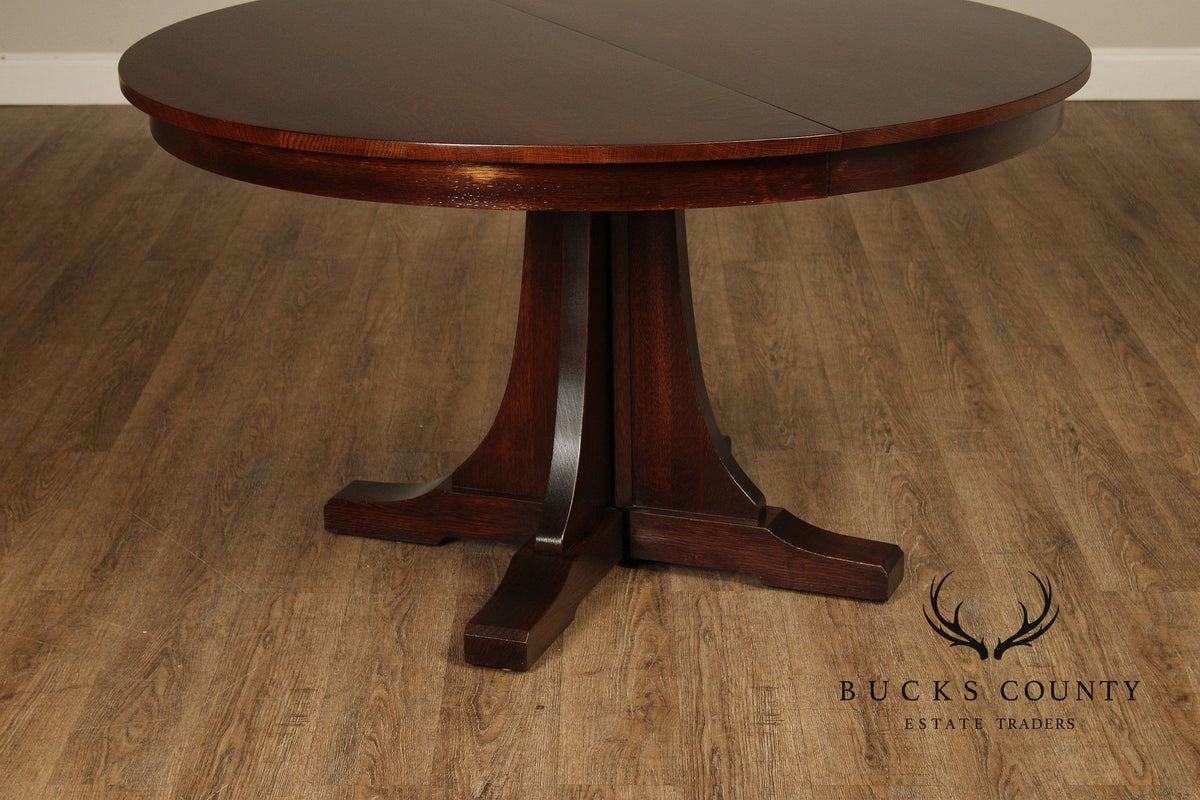 Stickley Mission Collection Round Oak Extendable Dining Table