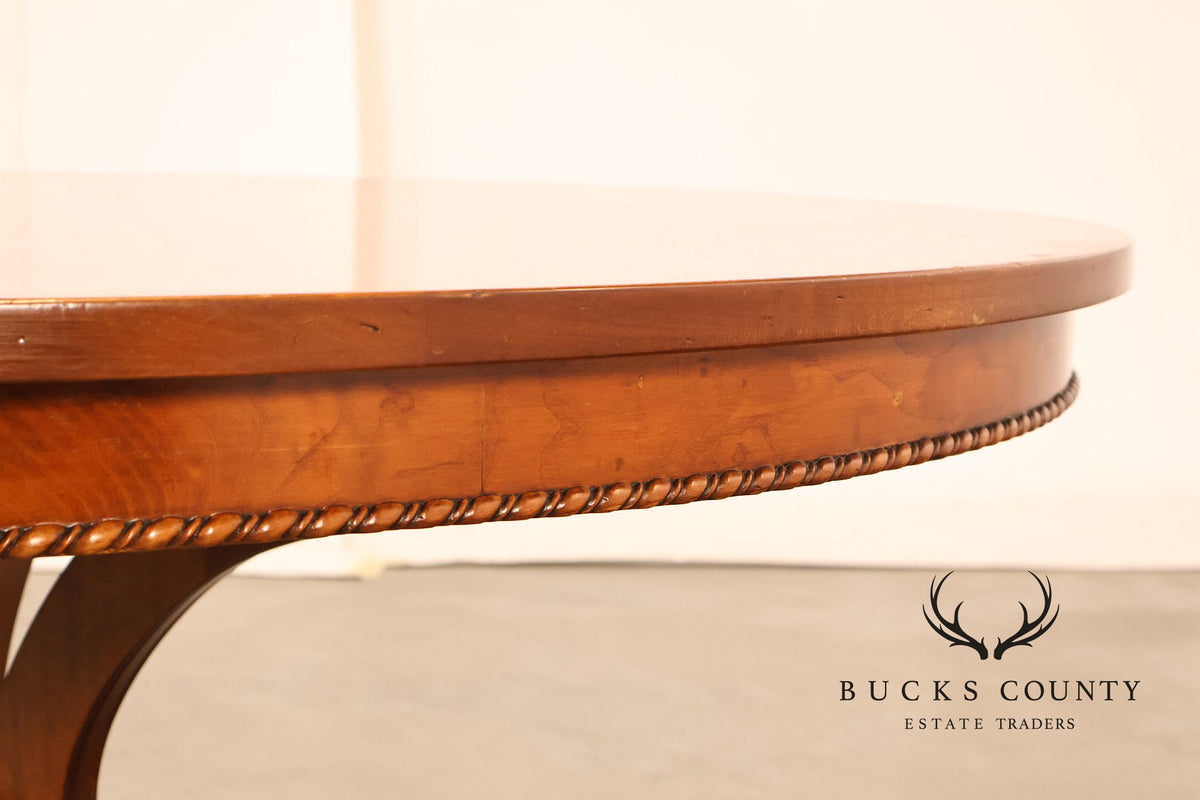 Francesco Molon Italian Neoclassical Style 60" Round Inlaid Burl Wood Dining Table