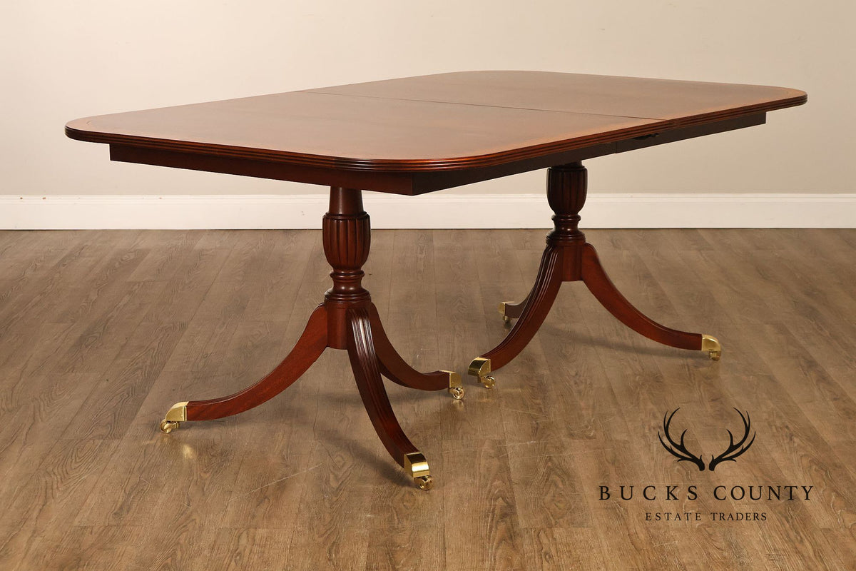 Craftique Mahogany Dining Table With Satin Wood Banding- 4 Leaves