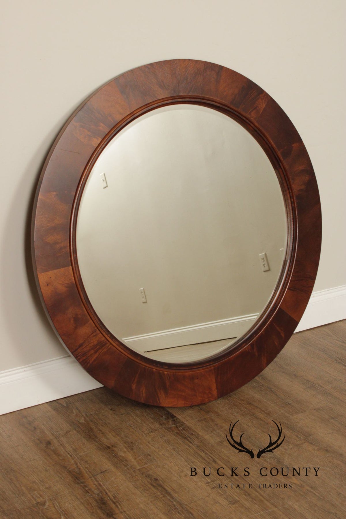 Stanley Furniture Round Mahogany Frame Wall Mirror