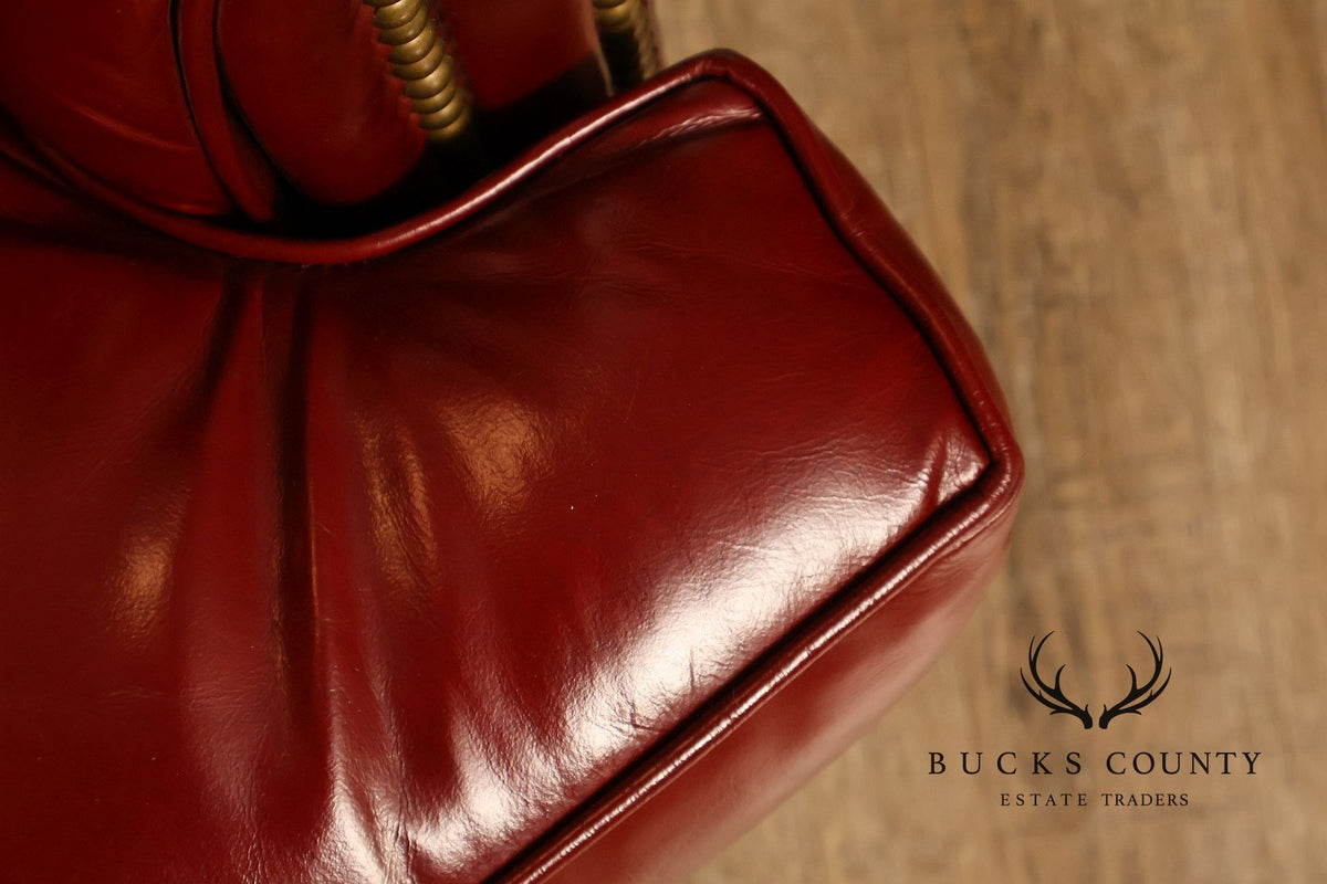 Hancock & Moore Red Leather Swivel Club Chair With Nailhead Trim