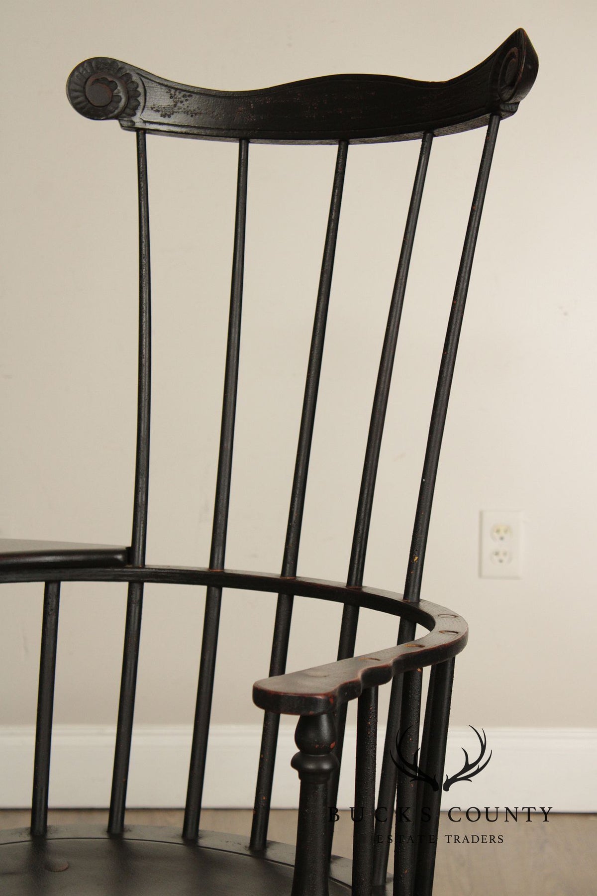 Quality Antique Reproduction Black Painted Writing Arm Windsor Chair